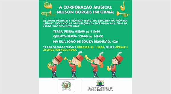 A CORPORAÇÃO MUSICAL NELSON BORGES INFORMA