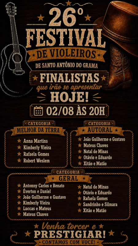 Finalistas do 26&ordm; Festival de Violeiros
